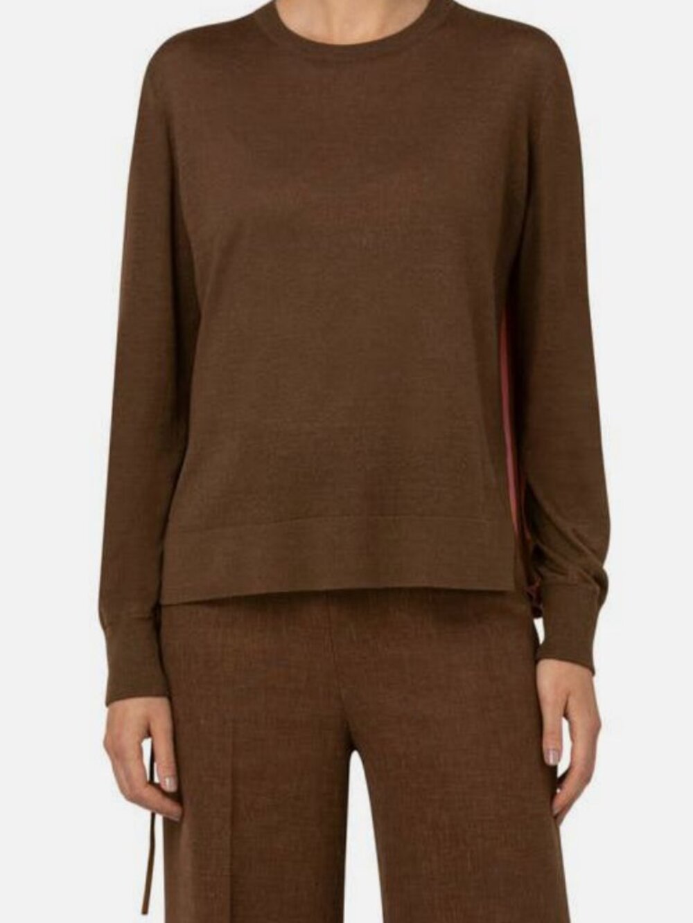 Akris Women's Brown Poulis Trapezoid Linen & Cashmere Blend Sweater Size 6